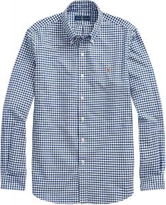 POLO RALPH LAUREN Мужская классическая оксфордская рубашка с длинным рукавом, Rl Checkered Navy/White