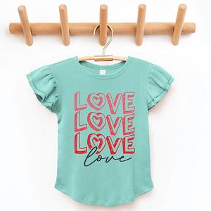 Футболка с графическим принтом и рукавами-фонариками Love stacked sketched The Juniper Shop, Seafoam