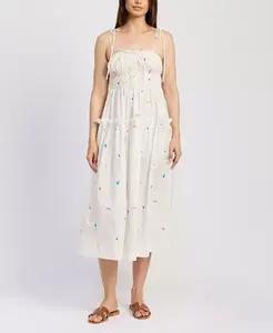Женское платье миди Nellie из хлопка со сборками En Saison, белый