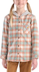 Carhartt Kid's CE9159 фланелевая рубашка с длинным рукавом, капюшоном и застежкой на пуговицах - для девочек, Patina