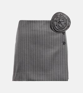 Мини-юбка из шерсти в тонкую полоску Magda Butrym, серый