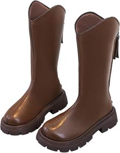 Generic Белые массивные сапоги для верховой езды для девочек: модные сапожки на широкую икру с мягким носком, боевые ботинки, обувь в стиле ковбойских сапог осень 2025