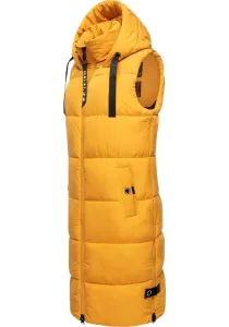 Стеганый жилет Navahoo "Schnuffelchen" (1 шт.), теплый женский уличный жилет длинный с капюшоном, желтый