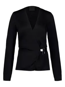 Атласный топ-обертка с V-образным вырезом Givenchy, черный