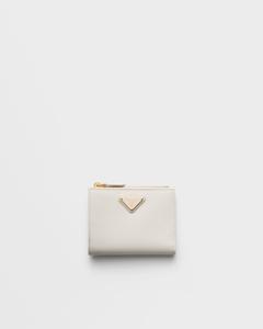 Маленький кошелек из сафьяновой кожи Prada, белый