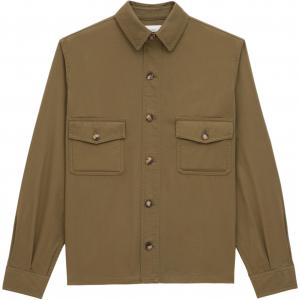 Рубашка-куртка из саржи на пуговицах Saint Laurent, хаки