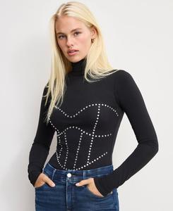 Женский корсет-боди Dolly Joleans с кристаллами, стринги, стандартные и большие размеры Good American, Black001