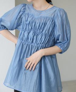 Прозрачная блузка с баской в стиле бюстье