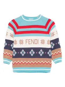 Свитер вязки интарсия FENDI KIDS, синий