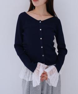 Вязаный кардиган с кружевной отделкой и сборками Archives, цвет Navy