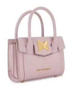 Сумка-тоут из кожи малого размера с позолоченной фурнитурой Mac Duggal, фиолетовый