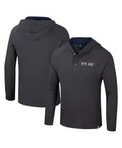 Мужская футболка-худи с длинным рукавом реглан Notre Dame Fighting Irish Dujour цвета угольного серого Colosseum