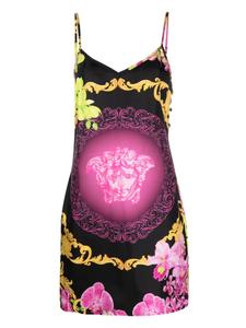 Versace платье на тонких бретелях с принтом Medusa, черный