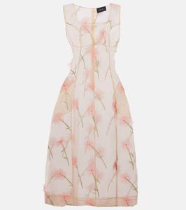 Скульптурное миди-платье из органзы с гвоздиками Simone Rocha, Nude/Multi