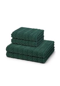 Набор полотенец Ross Sensual Skin Zopf с узором, 4 штуки, 100x50/140x75 см, зеленый
