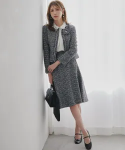 Расклешенная юбка из твида с петлями из люрекса Suite, цвет Navy 1[175]