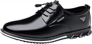 Мужская обувь в стиле fashion, дышащая, удобная, деловая, с шнуровкой, для работы и отдыха, однотонные кожаные туфли и ботинки Generic, черный