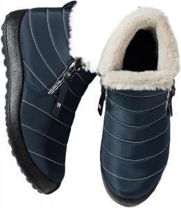 Женские зимние ботинки-казаки, водонепроницаемые снежные ботинки с теплой меховой подкладкой, боковой молнией, удобные для прогулок на открытом воздухе, легкие, противоскользящие, для пеших походов, кемпинга и прогулок Eimeinuosy, Blue