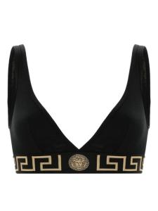 Versace бюстгальтер с треугольными чашками и узором Greca, черный
