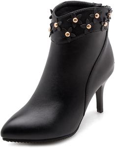 Женские модные ботильоны VOKLIN с цветами, элегантные, праздничные, с заостренным носком и высокими каблуками-стилетто, короткие ботинки, Black-Velvet Lined