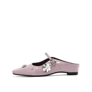 Rosa Bianca Женские противоскользящие тапочки с закрытым носком на резиновой подошве розовые с овчиной внутри, цвет Pink (Sheepskin Insole)