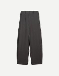 Брюки Bershka классического кроя с перекрещивающейся талией серого цвета