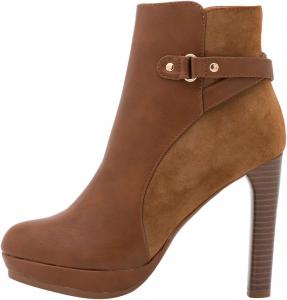 Женские ботильоны FOWT с круглым носком на высокой платформе, короткие ботинки на толстом каблуке с ремешком на щиколотке и боковой молнией, праздничные и танцевальные туфли, размер 4-16 US, Brown