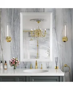 Зеркало для ванной комнаты, настенные зеркала в металлической раме толщиной 36" x 24 дюйма для установки над раковиной, в спальне, гостиной, прихожей, прямоугольные настенные зеркала белого цвета (горизонтальные/вертикальные) Amorho, white