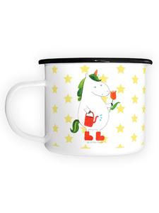 Эмалированная кружка XL Садовник-единорог белого цвета Mr. & Mrs. Panda