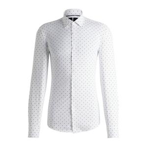 Рубашка облегающего кроя из эластичного материала с принтом BOSS, синий