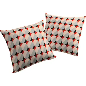 Подушка для декора Circles с сертификатом GOTS - наволочка без наполнителя, 1 штука Adam, Orange/hellgrau + bedruckt