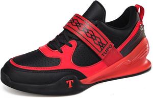 Профессиональные тяжелоатлетические ботинки для мужчин и женщин: для глубоких приседаний, кроссфита, противоскользящие, дышащие, устойчивые, для тяжелой атлетики Rexsvan, черный/красный