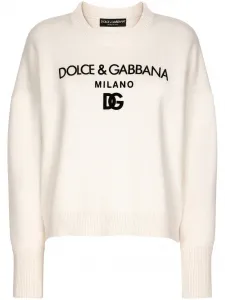 Кашемировый джемпер с логотипом DG DOLCE & GABBANA, нейтральный