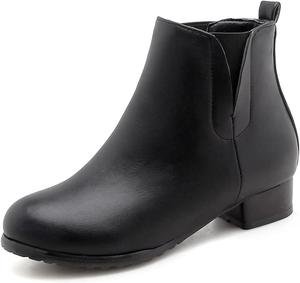 Женские ботильоны VOKLIN с округлым носком, западного стиля Chelsea, с эластичной боковой панелью, плоским низким каблуком, элегантные короткие сапожки, Black-Velvet Lined