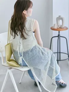 Платье без рукавов из двухсторонней сетки спереди и сзади Ehka Sopo, цвет Kinari