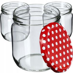 KADAX Банки для консервирования с крышками "Салла", банки для варенья, баночки для консервирования, 425 мл, красные точки, 48 шт. в упаковке