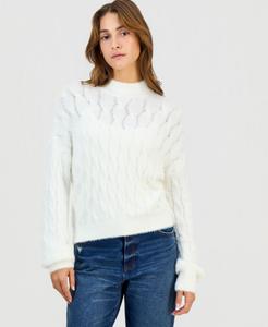 Детский свитер с высоким воротником и косами Hippie Rose, Egret