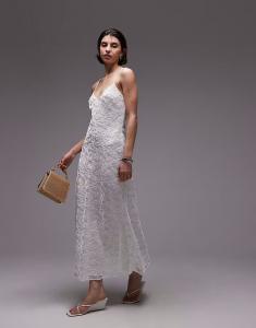 Платье-комбинация макси Mango Devere цвета слоновой кости