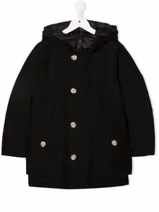 Пальто на пуговицах Woolrich Kids, черный