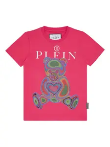 Футболка с кристаллами Philipp Plein Junior, розовый