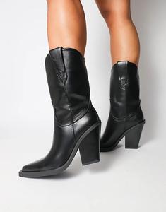 Ботинки в стиле вестерн на каблуке SIMMI Shoes Mercy черного цвета