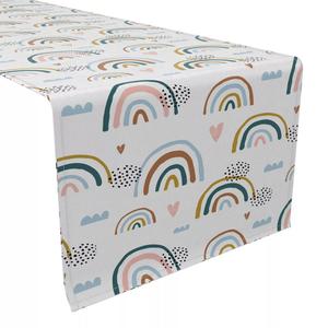 Настольная дорожка, 100% хлопок, 16 x 72 дюйма, радуга и сердечки.