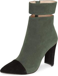 Женские модные ботильоны XYD с вырезами, заостренным носком, на щиколотку, с высокими толстым каблуком, боковой молнией, удобные праздничные туфли, Dark Olive Green