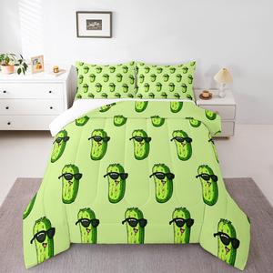 Erosebridal Комплект постельного белья Pickles для детей с веселыми огурцами, мягкий наполнитель, Green