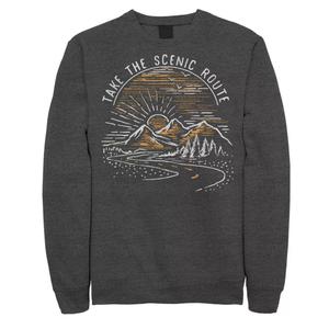 Мужской свитшот Take The Scenic Route Mountain Sunrise с эскизом Licensed Character