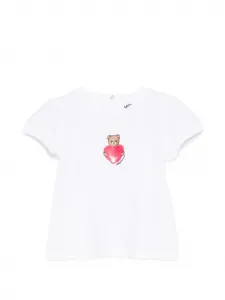 Футболка с принтом и объемными рукавами Moschino Kids, белый