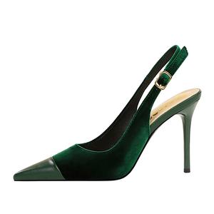 QITUMAUL Зеленые женские туфли на тонком каблуке 9,5 см, цвет Green[Heel Height 9.5cm]