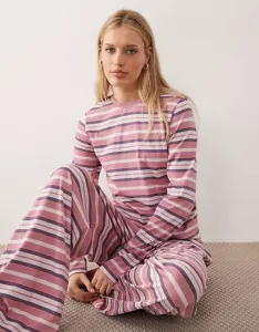 Пижамный топ с длинными рукавами ASOS DESIGN Taylor в розово-бордовую полоску