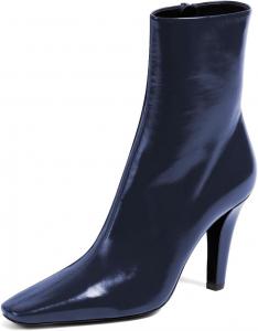 Женские классические закрытые ботильоны с квадратным носком на высоком каблуке, боковыми молниями, гладкие. Ботинки для женщин на зиму и осень, для офиса и вечеринок, размер 4-16 US Wo wagas, Blue