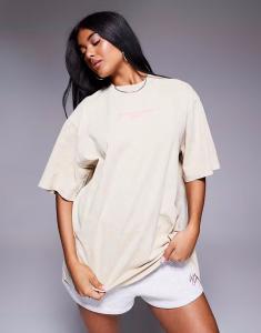 Футболка Weekend Collective oversize с графическим логотипом спереди в каменно-розовом цвете ASOS Weekend Collective